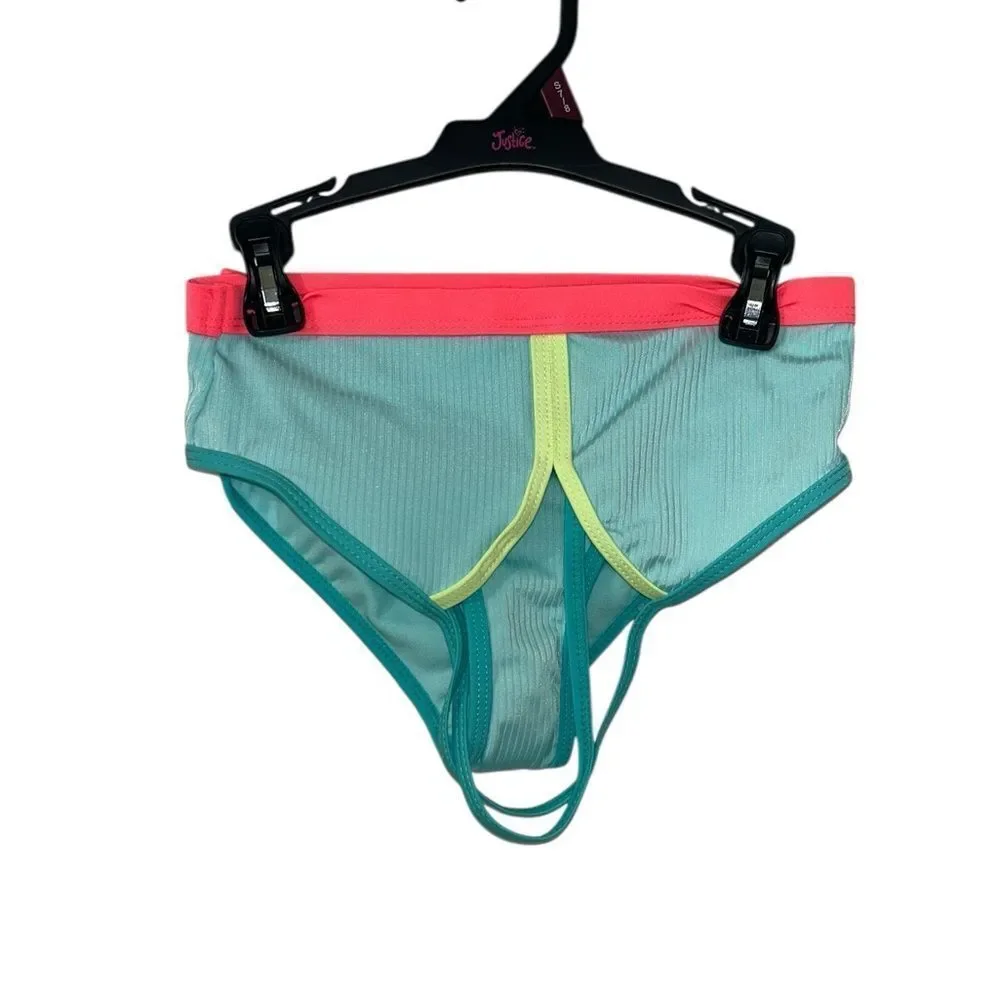 Justice Girls 2pc Bikini Blue & Pink Set(Size Small 7/8)